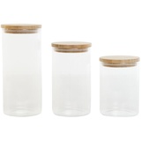 Home ESPRIT Set mit 3 Gläsern, transparent, Silikon, Bambus, Borosilikatglas, 10 x 10 x 22,3 cm