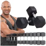 Miweba Sports Hantel-Set Premium Hexagon Kurzhantel Set HGH100 - 7 verschiedene Varianten, (2er-Set, Hantelpaar, Gusseisen-Kern, kreuzgerändelte Struktur, konische Form), Hantelgewichte Gewichte Fitness Sport Hantel Kurzhantel Set schwarz