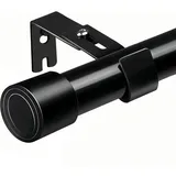 Gardinenstange Schwarz Ausziehbar Vorhangstange mit Halterungen Gardinenstangen für Schlafzimmer, Wohnzimmer, Küche(84-185CM Φ25mm)