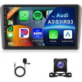 Hodozzy 2G 64G Android Autoradio für Audi A3 2003-2012/S3 2006-2012/RS3 2011-2012 Carplay Android Auto,9 Zoll Touchscreen Radio mit Bluetooth Navi Mirrorlink WiFi FM RDS HiFi 2 Din Autoradio für Audi