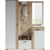 HBZ Kompaktgarderobe »Jens mit Spiegel, Flurgarderobe BxHxT 145x184x29 cm«, (1 St.), Mit Hochschrank, Bank, Paneel und Kommode,