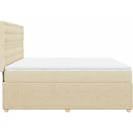 vidaXL Boxspringbett mit Matratze Creme 180x200 cm Stoff