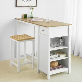 SoBuy Bartisch 120 x 90 x 55 cm Weiß/Natur