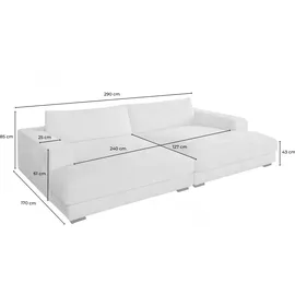 KAWOLA Big Sofa Madeline Cord cremeweiß