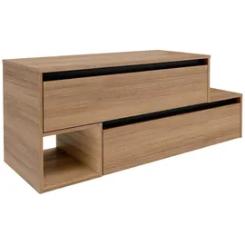Fackelmann Waschbeckenunterschrank 2 Schubladen 128,7 x 51,6 x 46,5 cm Oak/Schwarz