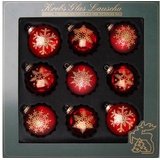 Krebs Glas Lauscha Weihnachtsbaumkugel »Schneeflocke, (9 Stück), mundgeblasen, rot,