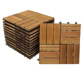 SAM Holzfliese 02, Akazienholz massiv + geölt, 33 Fliesen für 3m2, 30x30 cm, Bodenbelag mit Drainage, Balkonfliesen/Terrassenfliesen/Klickfliesen