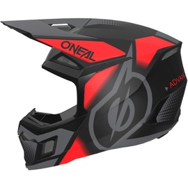 O'Neal 3SRS Vision Motocross Helm, schwarz-grau-rot, Größe M