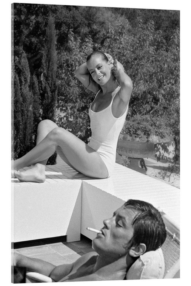 Posterlounge Acrylglasbild Bridgeman Images, Romy Schneider und Alain Delon, Der Swimmingpool, 1968, Wohnzimmer Fotografie schwarz 40 cm x 60 cm