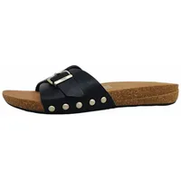 FitFlop - »IQUSHION ADJUSTABLE BUCKLE LEATHER SLIDES Sommerschuh, Schlappen mit verstellbarer Bandage, schwarz