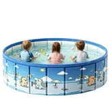 Großer Faltpool | Outdoor Wasserspiele mit Ablassventil,Anti-Rutsch Kinderpool - für Zuhause, Garten, Terrasse, Urlaub, Park, See, Sommer