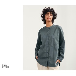 Nah/Studio Hemdbluse - nachhaltige Baumwolle - Gr. 36 - blau