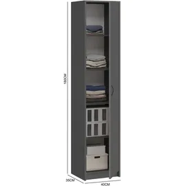 home collective Bücherregal Kleiderschrank 40 x 35 x 180 cm Anthrazit/Grau