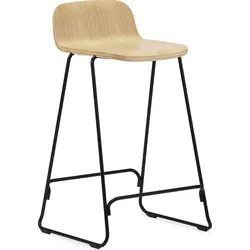 Just Barhocker 65 cm helle Eiche mit Rückenlehne und schwarzem Sockel