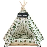 Tipi Zelt fur Hunde und Katzen,Pet Tipi Hunde-Katzenbett mit Kissen, Luxery Hundezelte Hundehöhle und Haustierhäuser mit Kissen und Tafel