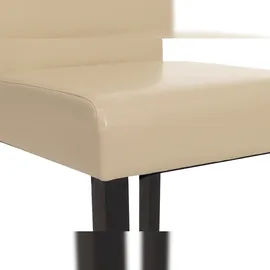 Mendler 2er-Set Esszimmerstuhl Stuhl Küchenstuhl Littau ~ Leder, creme, dunkle Beine