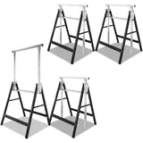 Eikuavons Arbeitsbock,4er set Gerüstbock Klappbock,7-fach Höhenverstellbar Variable Arbeitshöhe 81-130 cm,kratzfeste Kunststoffbeschichtung.Schwarz.