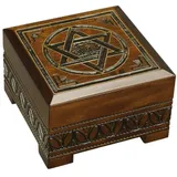 Enchanted World of Boxes Judaica Schlüsselkasten mit Davidstern-Motiv, aus Holz, Braun
