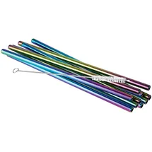 APS Trinkhalme Edelstahl 10 St. Regenbogen-Look
