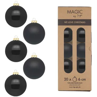 INGE-GLAS Weihnachtskugeln Glas Ø 6 cm 20 Stück ebony black