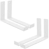 ML-Design 4 Stück Regalhalterung 25x4x14 cm, Weiß, aus Metall, 10 Zoll Regalhalterungen, Industrielle Regalwinkel, Regalträger für Wandmontage, 90