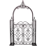 deluke Pforte CLARA mit Rosenbogen Stahl Schwarz 245x150x23,5cm Eingangstor Gartentor Fußgängertor