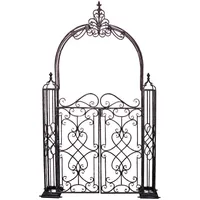 deluke Pforte CLARA mit Rosenbogen Stahl Schwarz 245x150x23,5cm Eingangstor Gartentor Fußgängertor