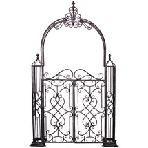 deluke Pforte CLARA mit Rosenbogen Stahl Schwarz 245x150x23,5cm Eingangstor Gartentor Fußgängertor