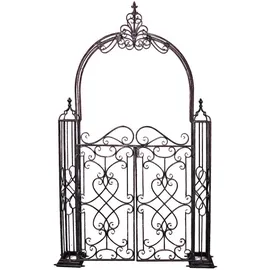 deluke Pforte CLARA mit Rosenbogen Stahl Schwarz 245x150x23,5cm Eingangstor Gartentor Fußgängertor