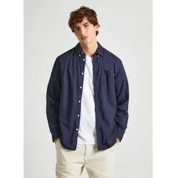 Pepe Jeans für Herren. PM308270 Prince marineblaues Hemd (S), Lässig, Party, Baumwolle, Klassisch, Langarm, Nachhaltig