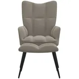 vidaXL Relaxsessel mit Hocker Hellgrau Samt