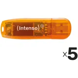 INTENSO USB-Stick Rainbow Line 64 GB orange/transparent 5er Pack