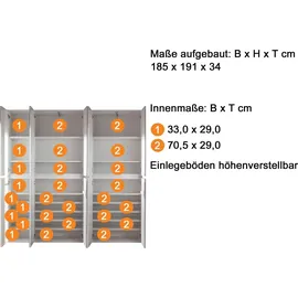 trendteam Garderoben-Set Mirror 10 Türen weiß