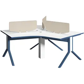 JV Möbel Eckschreibtisch Blau/Weiß