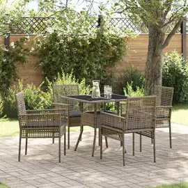 vidaXL Garten Essgruppe 5 pcs Grau Poly Rattan