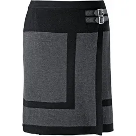 Aniston CASUAL Wickelrock ANISTON CASUAL, Damen, Gr. 40, schwarz (grau, schwarz, meliert), Strick, Obermaterial: 100% Polyacryl, kontrastfarbene Details, modisch, figurumspielend kniefrei, Röcke, mit seitlichen Schnallen verziert