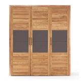 Pharao24 Kleiderschrank Zimarena aus Massivholz braun 185 cm x 216 cm x 65 cm