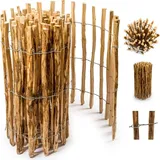 Floranica Staketenzaun aus Haselnuss Kastanie 1 laufender Meter x 80cm hoch 4-6cm Abstand Steckzaun Gartenzaun Rollzaun Hühnerzaun