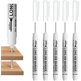 Caelura 5 Stück Tieflochmarker, Bohrlochmarker, 20mm Spitze Tiefenlochmarker, Markierungsstift für Holz, Kunststoff, Wand, Metall, Karton Baustellen Stift (Weiß)
