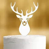 Cake Topper Hirsch [Geweih] - Acryl deko weiss Hochzeitstorte deko Kuchen deko Hochzeit Tortendekoration Verlobung Tortenstecker Hochzeit Tortendeko Wedding cake