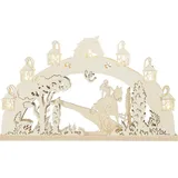 Rudolphs Schatzkiste Schwibbogen Reiterin auf Pferd LED Natur BxHxT 52x31x4,5cm NEU Lichterbogen Fensterbogen Spitzbogen Erzgebirge Weihnachten Bergbau Bergmann Licht Holz Dekoration Beleuchtung