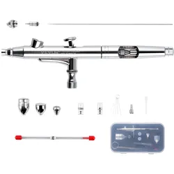 VEVOR Airbrush-Pistole, 0,3 mm und 0,5 mm Dual Action Gravity Feed Airbrush, Airbrush-Set mit 2/7/12 ml Kupferbechern & Reinigungszubehör, Airbrush-Pistole zum Bemalen von Modellen, Kuchen