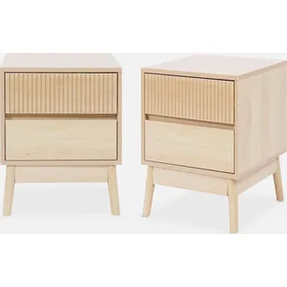 sweeek - 2er Set Nachttische mit zwei Schubladen