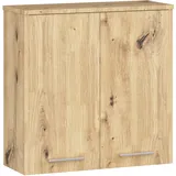 Akord Badezimmerschrank, Eiche Artisan, Holzwerkstoff, Nachbildung, Holz Optik, 2 Fächer, Rechteckig, 60x60x22.5 cm, Badezimmer, Badezimmerschränke, Hängeschränke