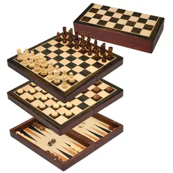 Philos-Spiele Schach Backgammon Dame Set, Feld 30 mm, Magnetverschluss