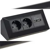 ChiliTec Schuko-Steckdose 2-fach Schwarz 2 St.