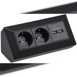 ChiliTec Schuko-Steckdose 2-fach Schwarz 2 St.