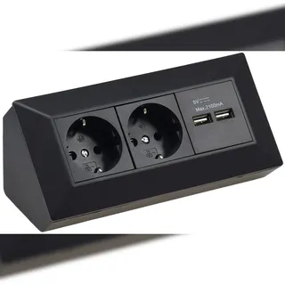 ChiliTec Schuko-Steckdose 2-fach Schwarz 2 St.