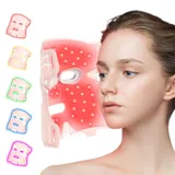 LED Maske Gesicht Lichttherapie, ANLAN Rotlichtlampe Gesicht IPX5 Wasserdicht Red Light Therapy Face Mask 5 Farben LED Gesichtsmaske 42°C Wärme Lichttherapie Maske Gegen Falten Verjüngung Anti-Aging