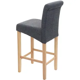 Mendler 2er-Set Barhocker HWC-C33, Barstuhl Tresenhocker, Holz ~ dunkelgrau, helle Beine, Stoff/Textil